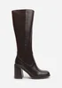 Where's That From Zhuri Wide-Fit Brown PU Knee High Boots - Size 4 Image 2