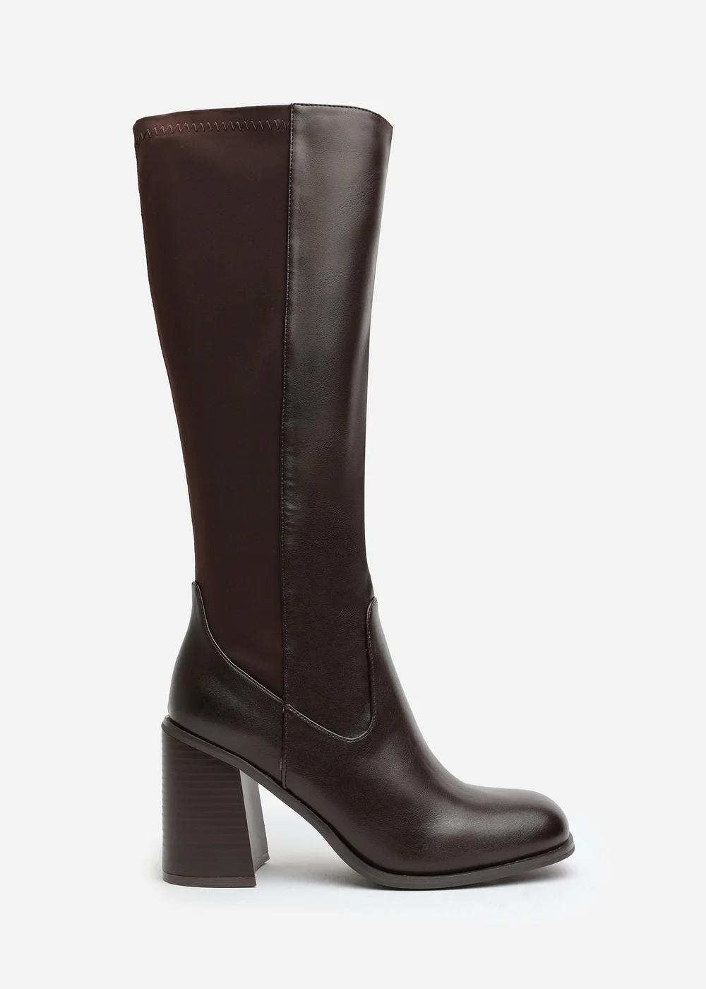 Where's That From Zhuri Wide-Fit Brown PU Knee High Boots - 7 Image 1