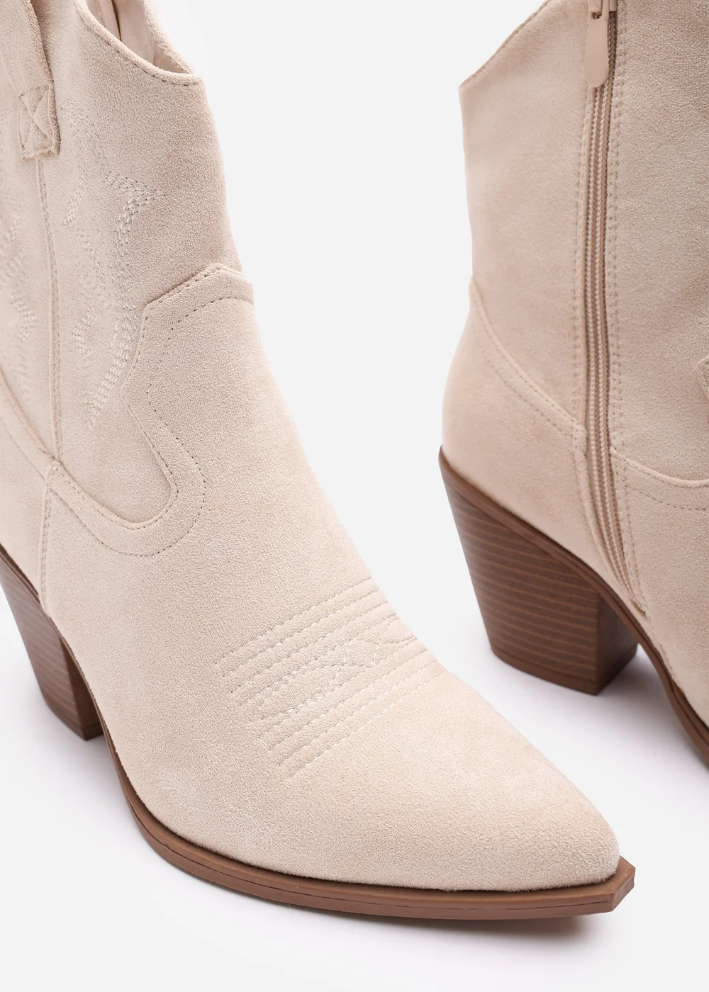 Where's That From Seraphina Beige Suede Western Cowboy Ankle Boots - 7 Image 4
