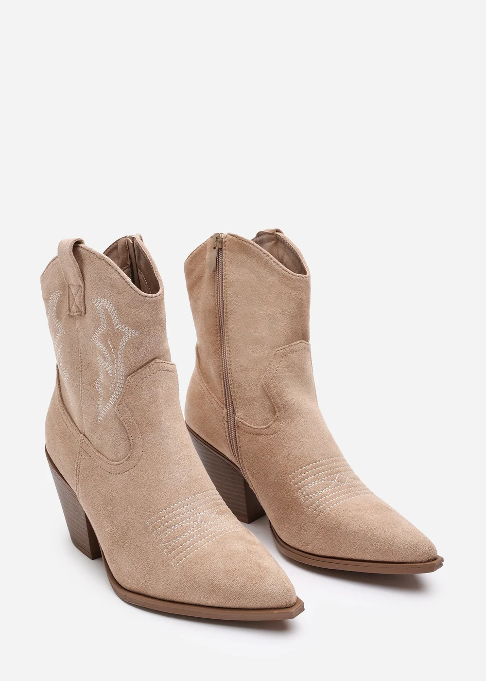 Where's That From Seraphina Camel Suede Western Cowboy Ankle Boots - 5 Image 3