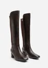 Where's That From Beau Dark Brown PU Knee High Boots - Size 7 Image 4