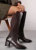 Where's That From Beau Dark Brown PU Knee High Boots - Size 7 Image 1