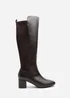 Where's That From Beau Dark Brown PU Knee High Boots - Size 7 Image 2