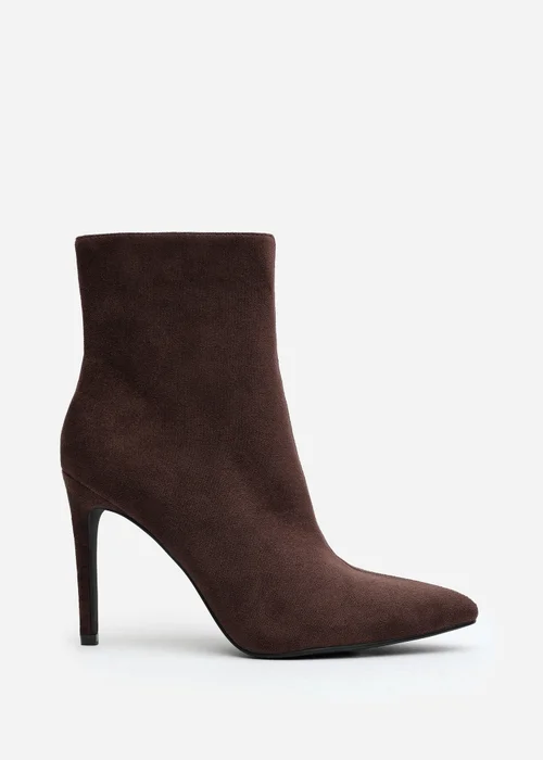 Where's That From Jemima Dark Brown Faux Suede Stiletto Ankle Boots - 8 Image 1