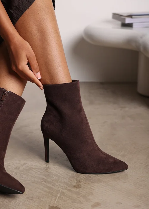 Where's That From Jemima Dark Brown Faux Suede Stiletto Ankle Boots - 8 Image 5