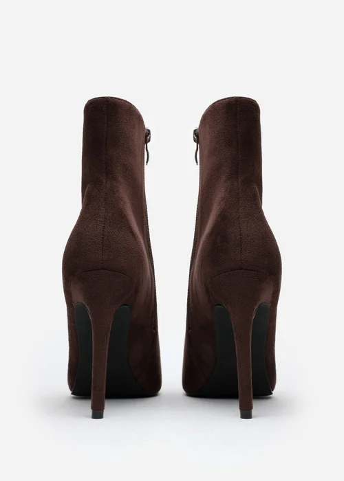 Where's That From Jemima Dark Brown Suede Stiletto Ankle Boots - Size 8 Image 4
