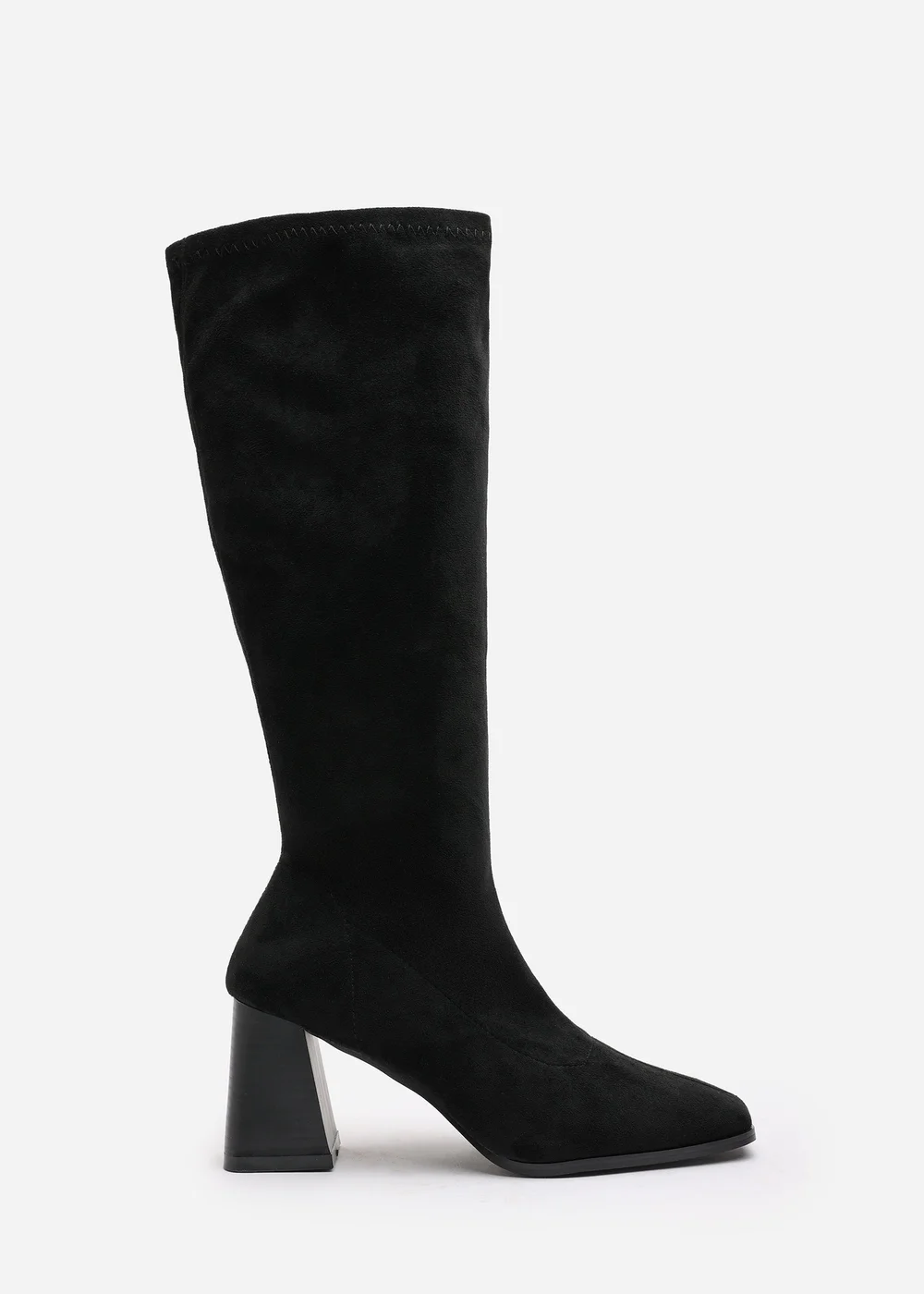 Where's That From Whitney Black Suede Stretch Calf Block Heel Boots - 3 Image 1