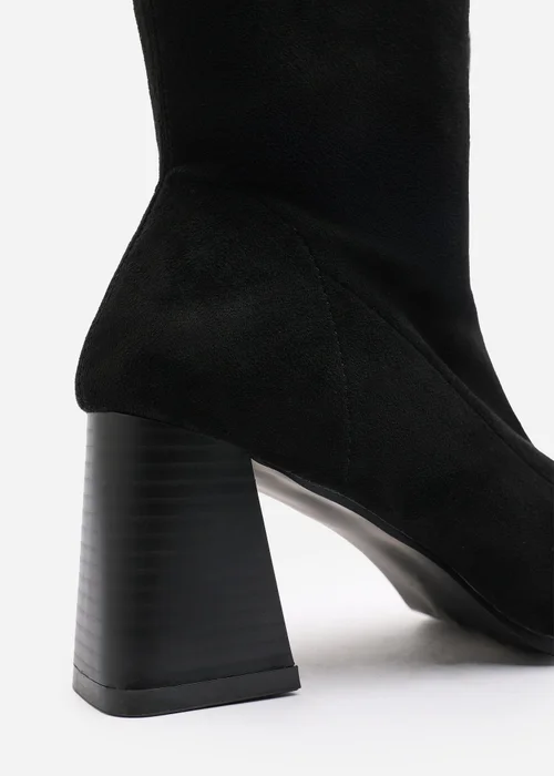 Where's That From Whitney Black Suede Stretch Calf Block Heel Boots - Size 3 Image 4