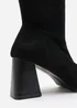 Where's That From Whitney Black Suede Stretch Calf Block Heel Boots - Size 3 Image 4
