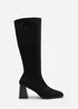 Where's That From Whitney Black Suede Stretch Calf Block Heel Boots - Size 3 Image 2
