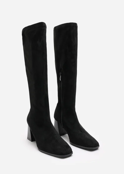 Where's That From Whitney Black Suede Stretch Calf Block Heel Boots - Size 3 Image 3