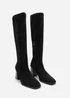 Where's That From Whitney Black Suede Stretch Calf Block Heel Boots - Size 3 Image 3