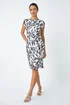 Roman Ivory Leaf Print Stretch Bodycon Lace Dress - 12 Image 2