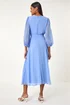 Roman Blue Chiffon V-Neck Midi Dress - Size 16 Image 3