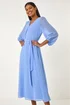 Roman Blue Chiffon V-Neck Midi Dress - Size 16 Image 1