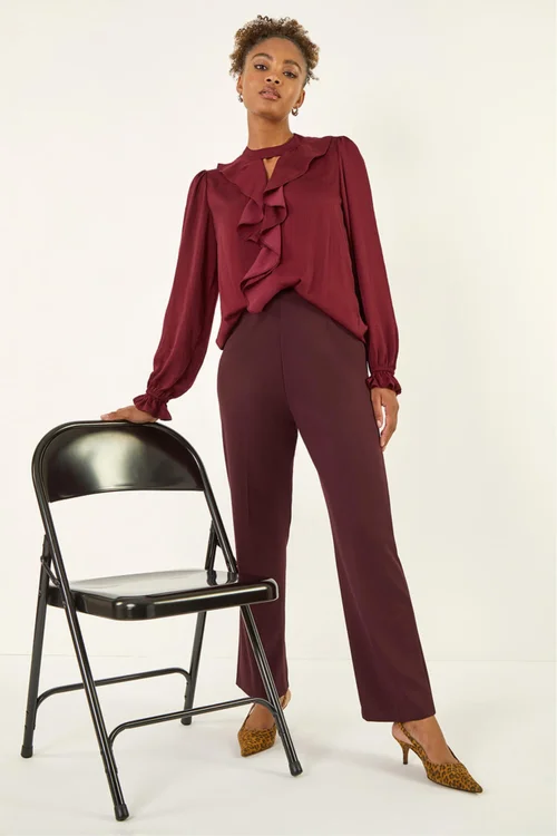 Roman Wine Straight Leg Ponte Trouser - 10 Image 1