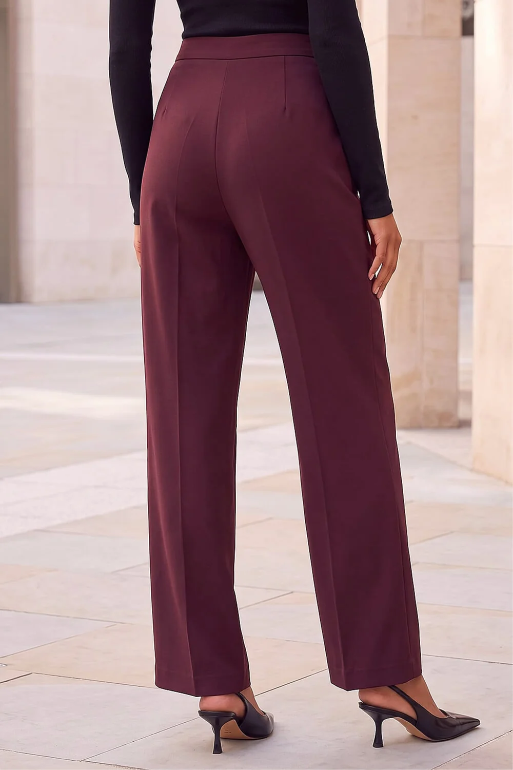 Roman Wine Straight Leg Ponte Trouser - 10 Image 3