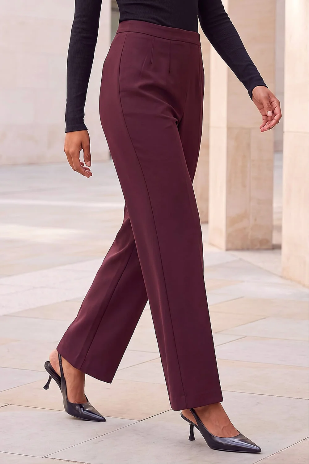 Roman Wine Straight Leg Ponte Trouser - 10 Image 1