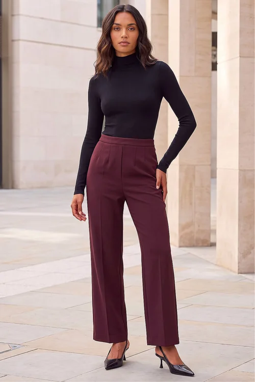 Roman Wine Straight Leg Ponte Trouser - 10 Image 2