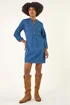 Roman Denim Cotton Denim Button Shift Dress - 14 Image 2