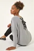 Roman Light Grey Animal Print Eyelet Back Knit Jumper - Small Image 1