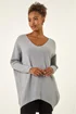 Roman Light Grey Animal Print Eyelet Back Knit Jumper - Small Image 4