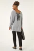Roman Light Grey Animal Print Eyelet Back Knit Jumper - Small Image 3