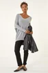 Roman Light Grey Animal Print Eyelet Back Knit Jumper - Small Image 2
