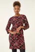 Roman Wine Floral Plaid Panel Shift Dress - 16 Image 2