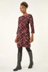 Roman Wine Floral Plaid Panel Shift Dress - 16 Image 1