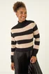 Roman Black Stripe Knit Pleated Dress - 16 Image 4