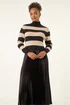 Roman Black Stripe Knit Pleated Dress - 16 Image 2