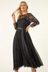 Roman Black Petite Lace Contrast Bodice Dress - 16 Image 2