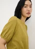 Olive Textured Puff Sleeve Top - Size 8 Image 2