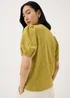 Olive Textured Puff Sleeve Top - Size 8 Image 3