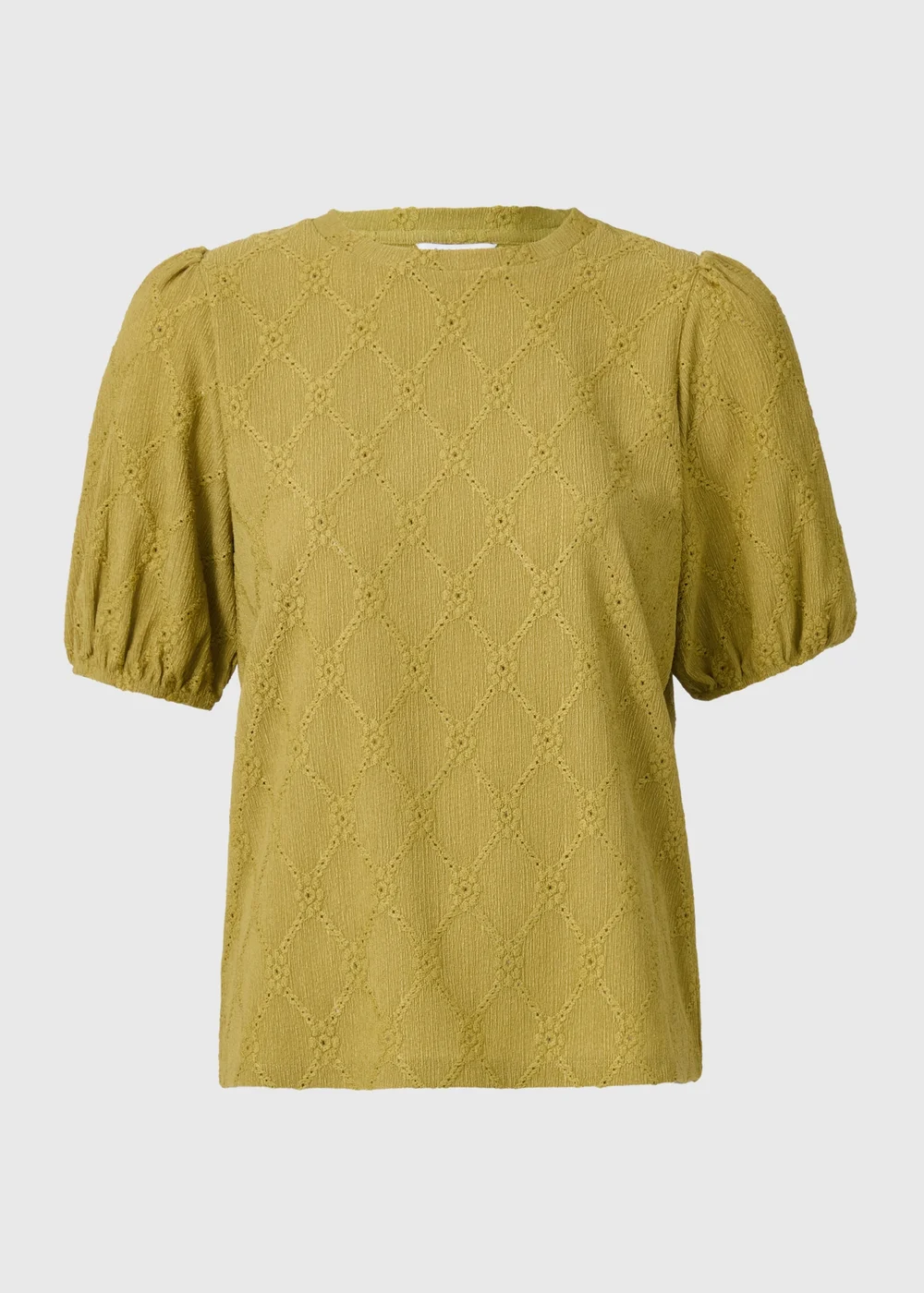 Olive Textured Puff Sleeve Top - Size 8 Image 4