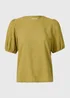 Olive Textured Puff Sleeve Top - Size 8 Image 4