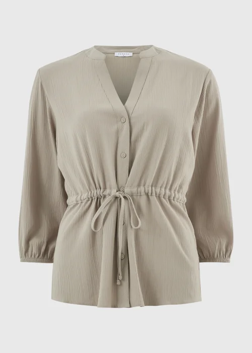 Taupe Waist Tie Shirt - Size 8 Image 4