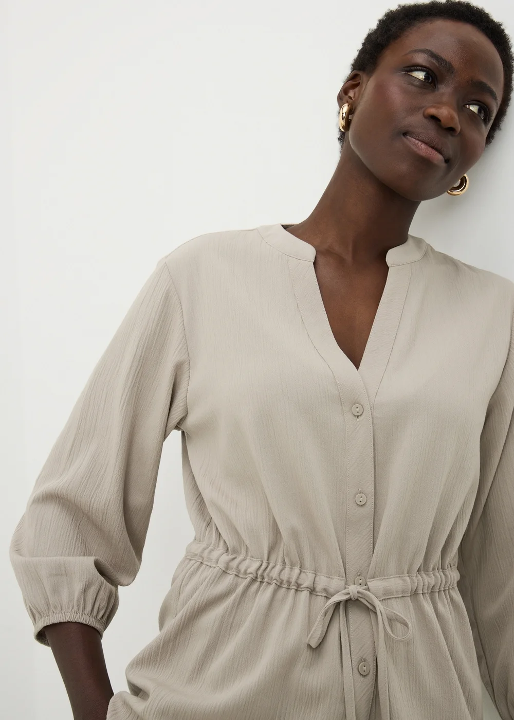Taupe Waist Tie Shirt - Size 8 Image 2