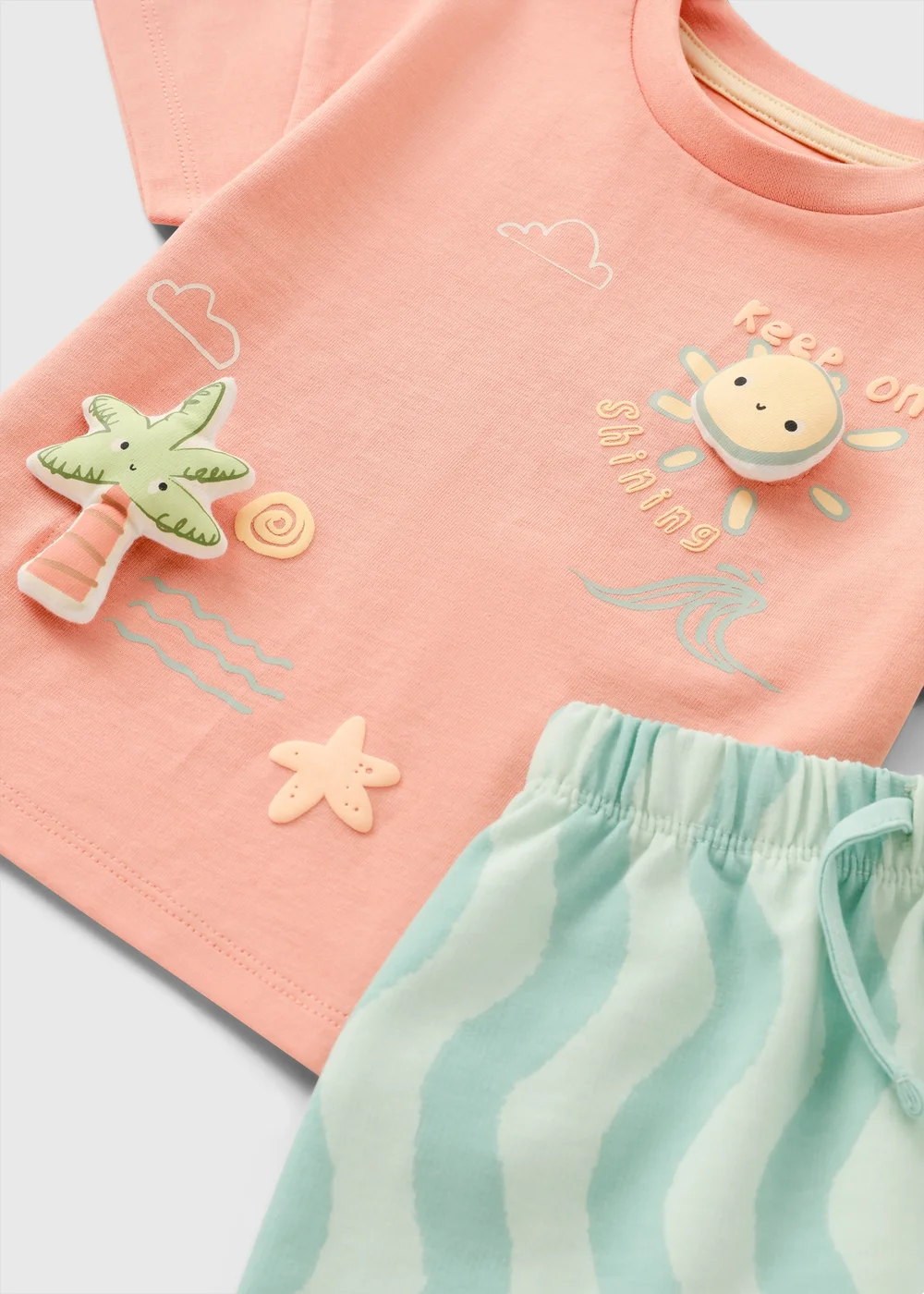 Baby Multicolour 3D Holiday Top & Short Set (0-23mths) - Up to 1 Month Image 2