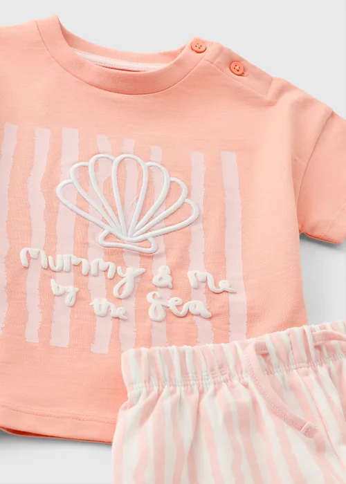 Baby Peach Shell Boho Top & Short Set (0-23mths) - Up to 1 Month Image 2