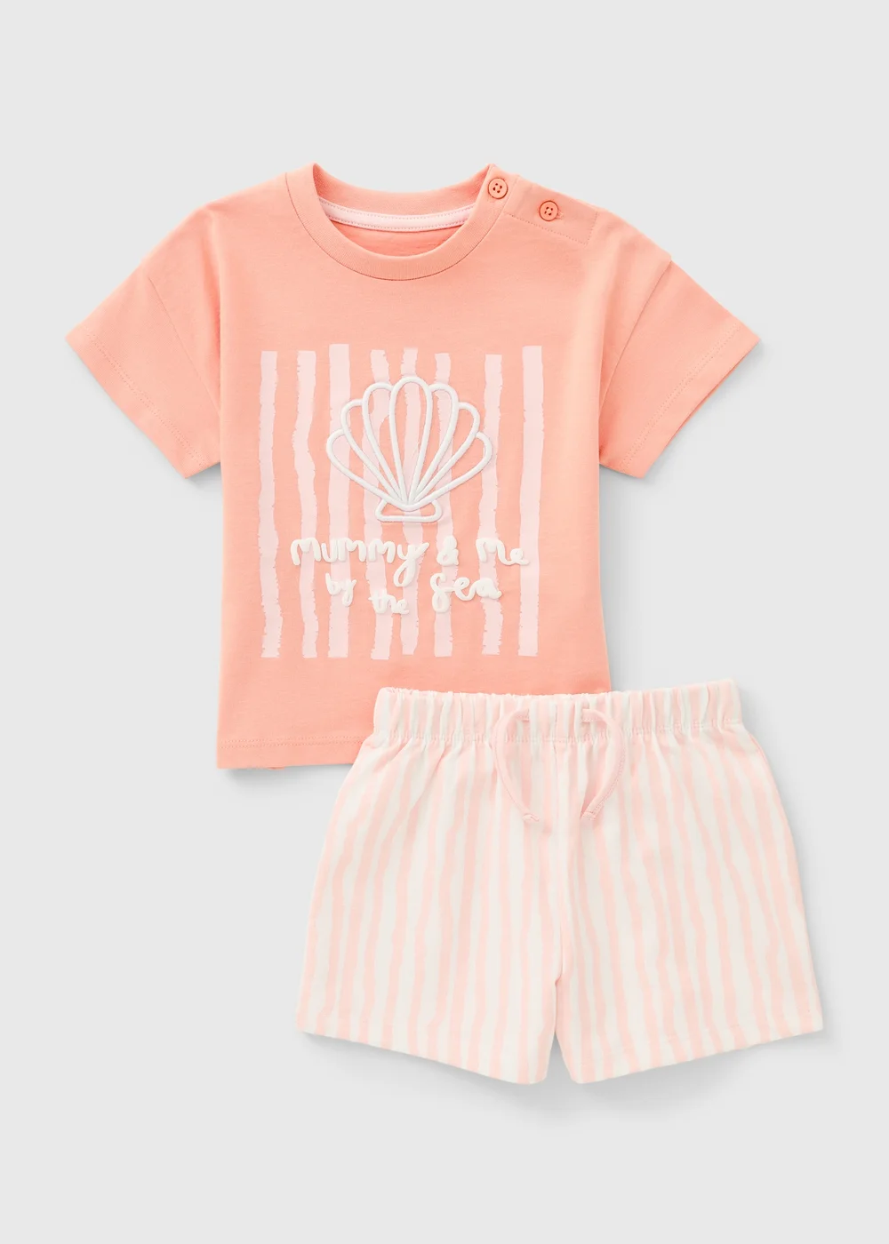 Baby Peach Shell Boho Top & Short Set (0-23mths) - Up to 1 Month Image 1