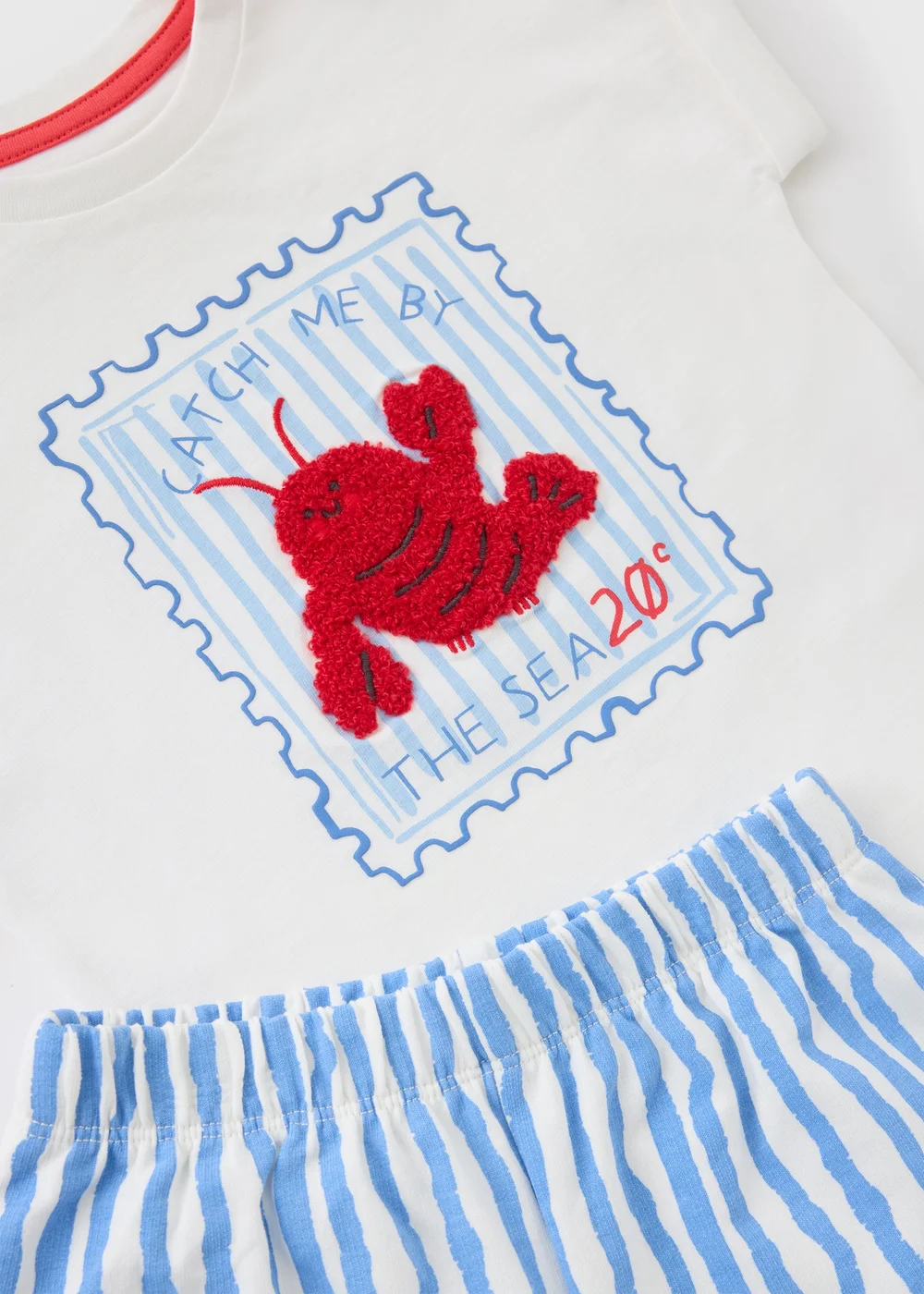 Baby Blue Lobster Stripe Top & Short Set (0-23mths) - Up to 1 Month Image 2