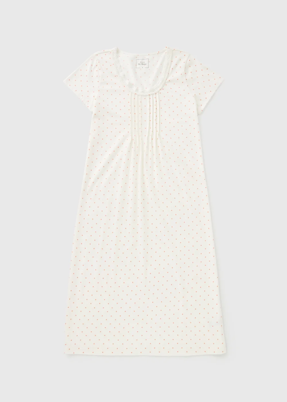 Cream Spot Lace Trim Longline NIghtie - M Image 1