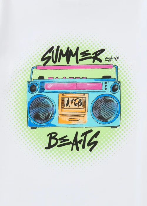 Boys White Summer Beats T-Shirt (7-15yrs) - 7 Yrs Image 2