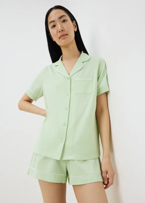 Green Traditional Button Up Short Pyjama Set - L Image 1