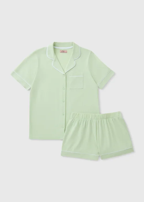 Green Traditional Button Up Short Pyjama Set - L Image 2