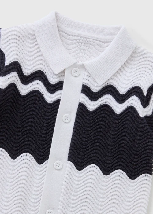 Boys Navy Wave Crochet Shirt (1-7yrs) - 6-7 Yrs Image 2