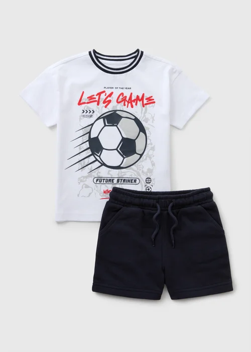 Boys White Football Top & Short Set (1-7yrs) - 1 to 1 half years Image 1
