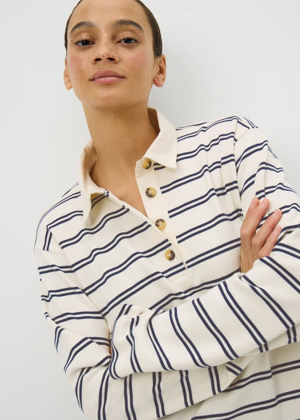 Cream Stripe Rugby Top - Size 8 Image 1